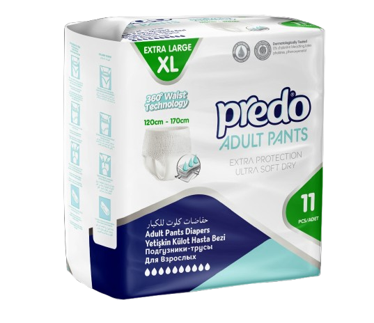 Predo Adult Diapers – Extra Large (120–160 cm) – 11 pcs